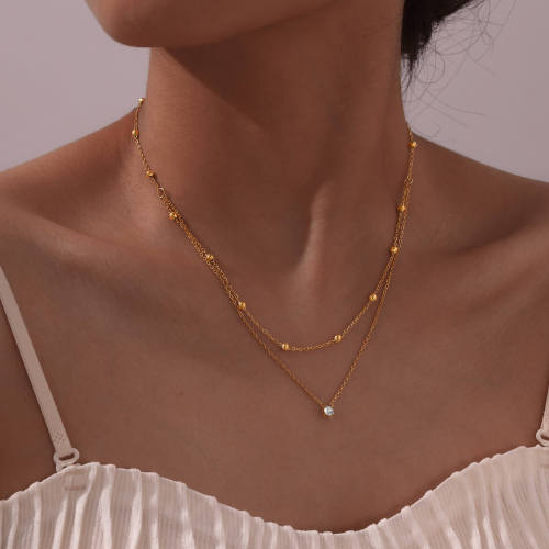 Wholesale Stainless Steel Zirconia Stacking Necklace