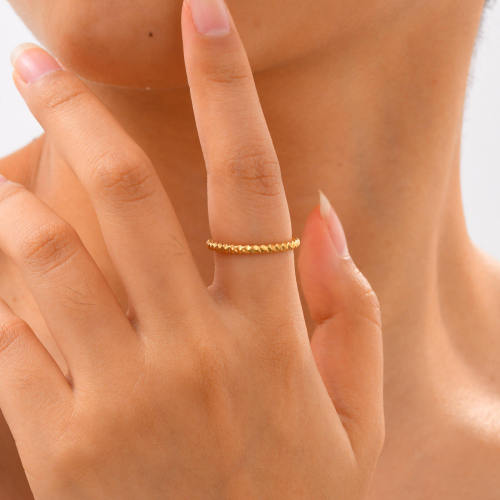 Wholesale Stainless Steel Gold Thin Hammered Ring