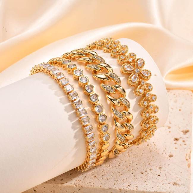 Wholesale Fashion Zirconia Gold Bracelet
