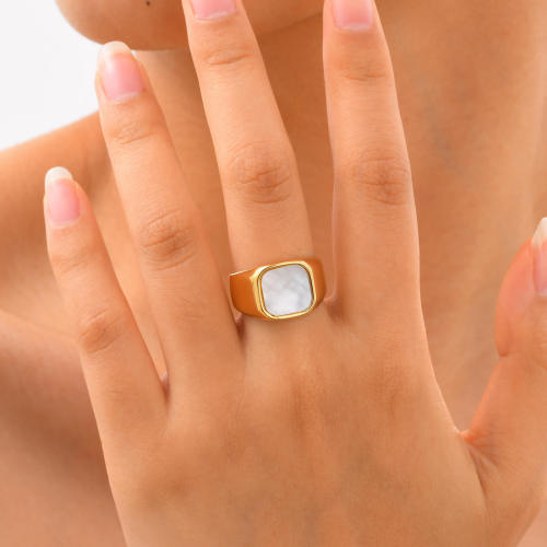 Wholesale Stainless Steel Mother of Pearl Seal Ring