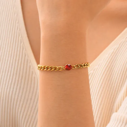 Wholesale Stainless Steel Cuban Chain Zirconia Bracelet