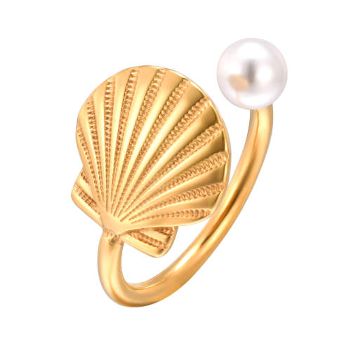 Wholesale Stainless Steel Open Scallop Pearl Ring