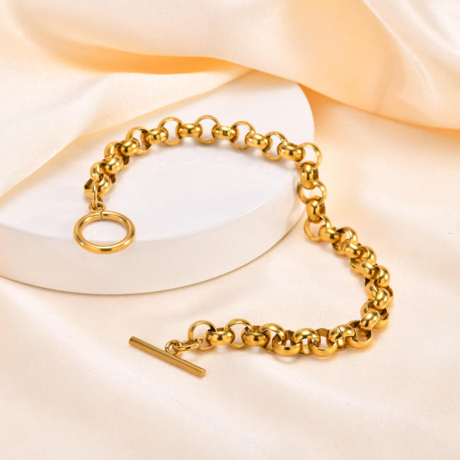 Wholesale Stainless Steel T-bar Rolo Link Bracelet