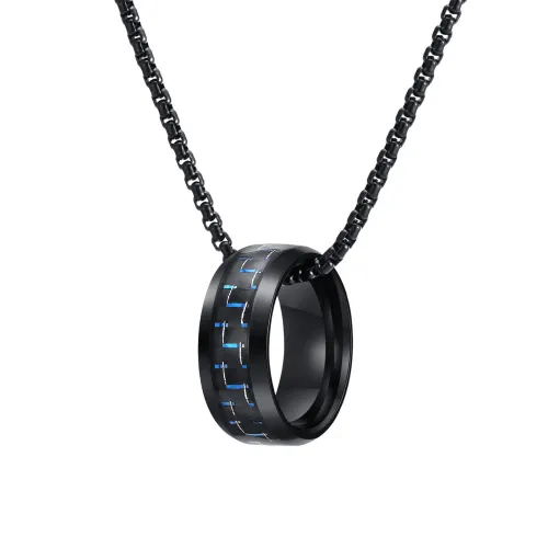 Wholesale Stainless Steel Carbon Fiber Ring Pendant