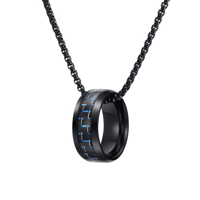 Wholesale Stainless Steel Carbon Fiber Ring Pendant