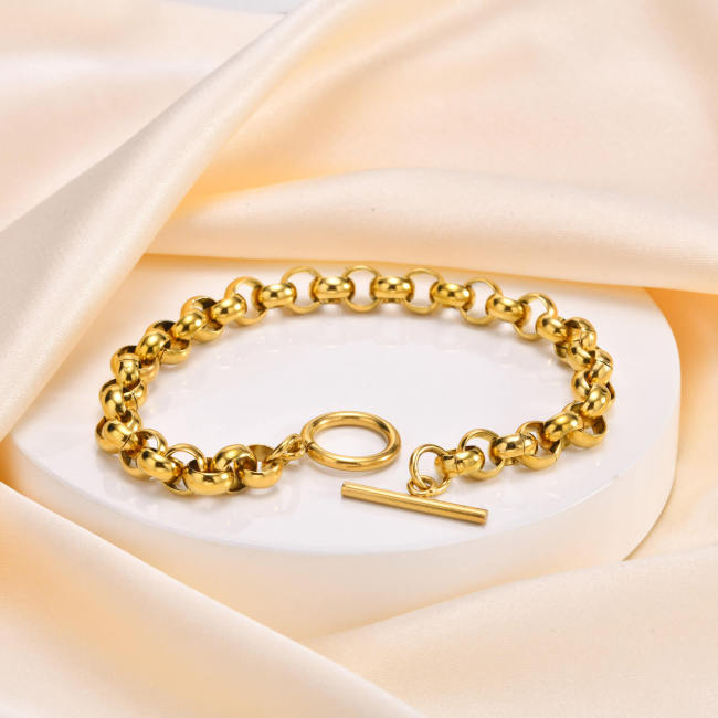 Wholesale Stainless Steel T-bar Rolo Link Bracelet