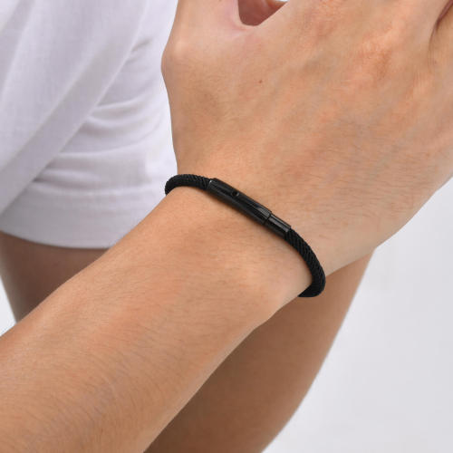 Wholesale Stainless Steel Black Milanese Rope Bracelet