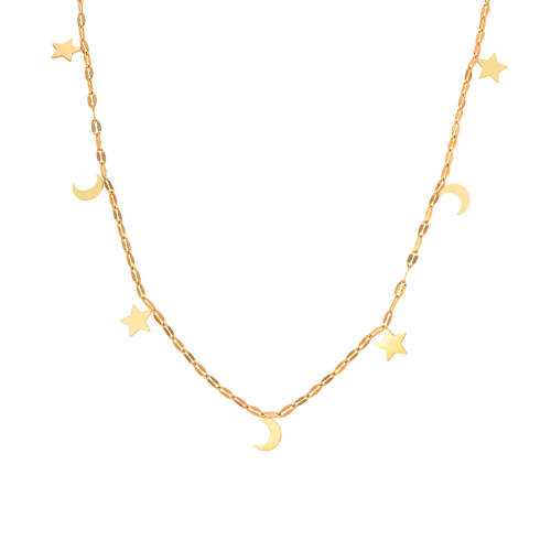 Wholesale Stainless Steel Star and Moon Necklace
