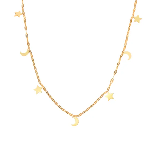 Wholesale Stainless Steel Star and Moon Necklace