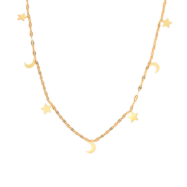 Wholesale Stainless Steel Star and Moon Necklace
