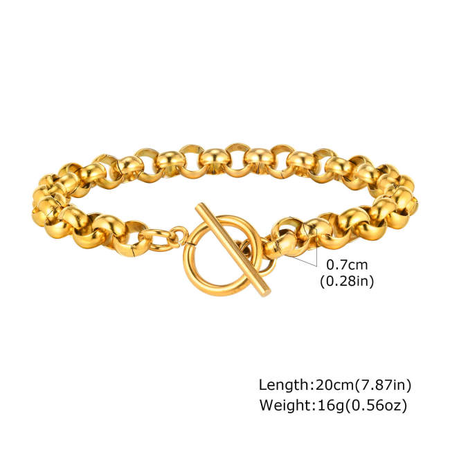 Wholesale Stainless Steel T-bar Rolo Link Bracelet