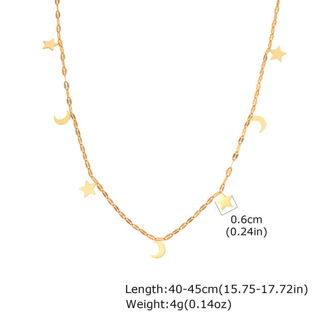 Wholesale Stainless Steel Star and Moon Necklace