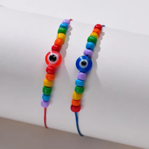 Wholesale Devil's Eye Braided Colorful Bracelet