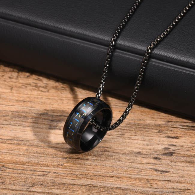 Wholesale Stainless Steel Carbon Fiber Ring Pendant