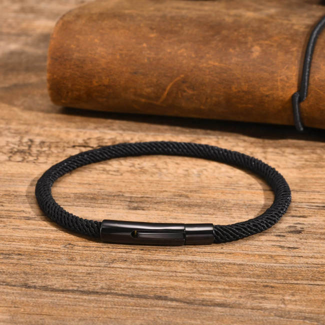 Wholesale Stainless Steel Black Milanese Rope Bracelet
