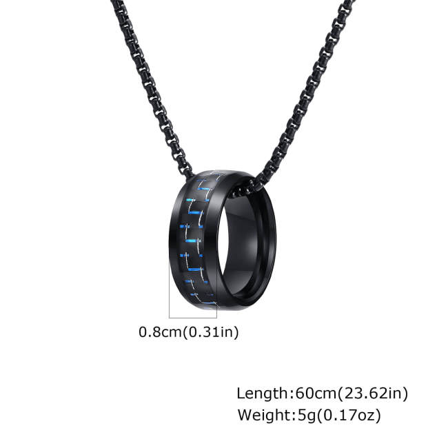 Wholesale Stainless Steel Carbon Fiber Ring Pendant