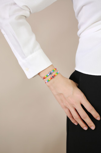 Wholesale Devil's Eye Braided Colorful Bracelet