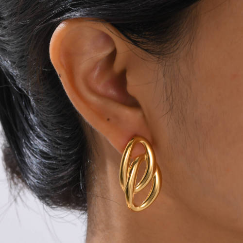 Wholesale Stainless Steel Double Oval Earrings