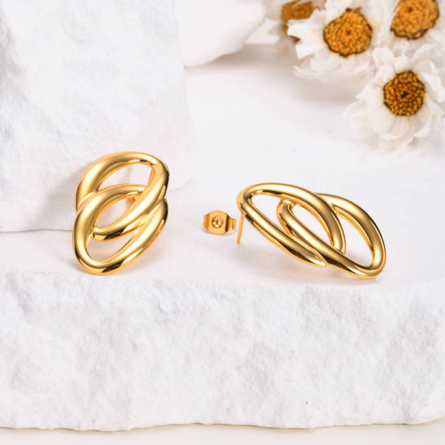 Wholesale Stainless Steel Double Oval Earrings