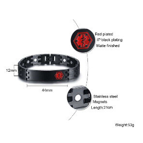 Wholesale Stainless Steel Black Bracelet Medical Alert Jewellery