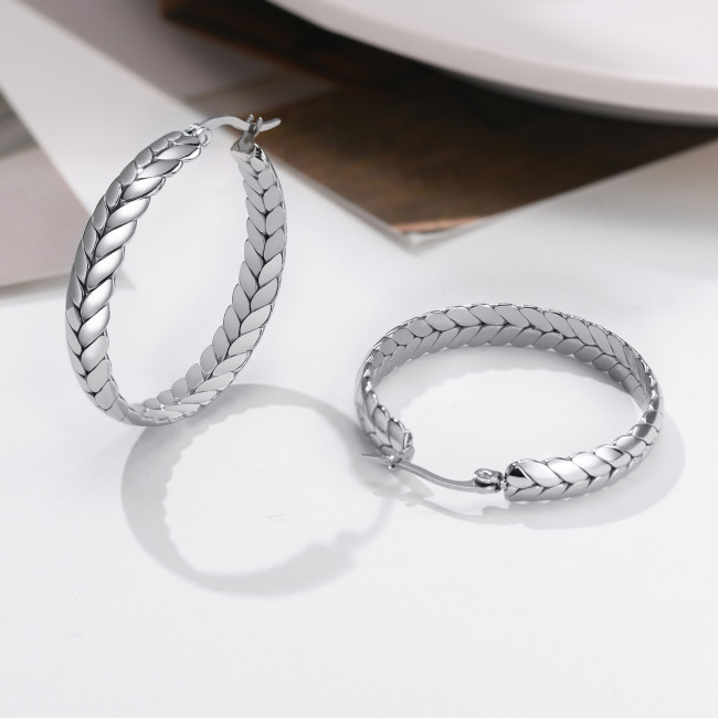 Wholesale Stainless Steel Wheat Shape Hoop Earring