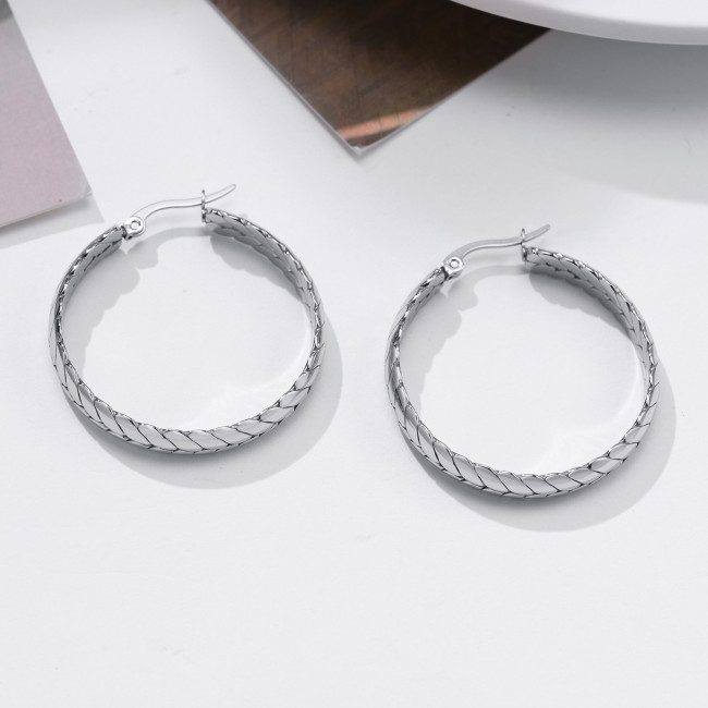 Wholesale Stainless Steel Wheat Shape Hoop Earring