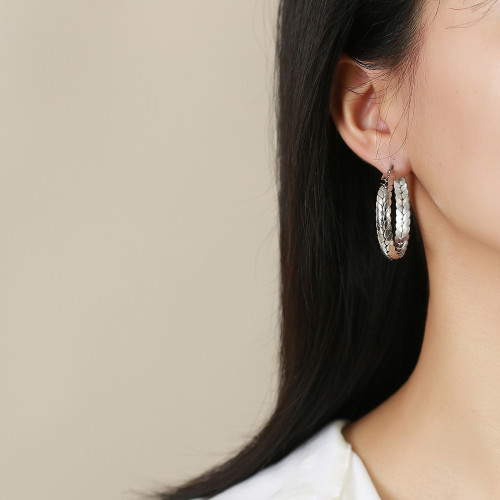 Wholesale Stainless Steel Wheat Shape Hoop Earring