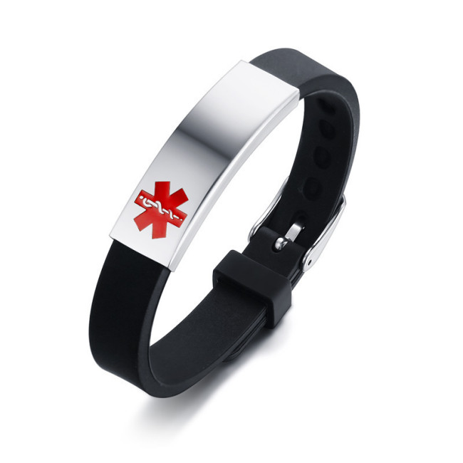 Wholesale Stainless Steel ID Rubber Medical Bracelet Bands