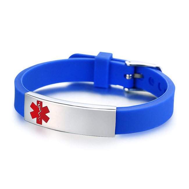 Wholesale Stainless Steel ID Rubber Medical Bracelet Bands