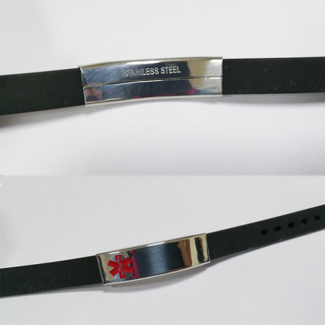 Wholesale Stainless Steel ID Rubber Medical Bracelet Bands