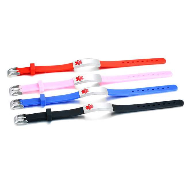 Wholesale Stainless Steel ID Rubber Medical Bracelet Bands