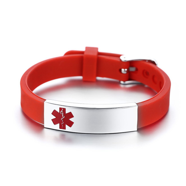 Wholesale Stainless Steel ID Rubber Medical Bracelet Bands