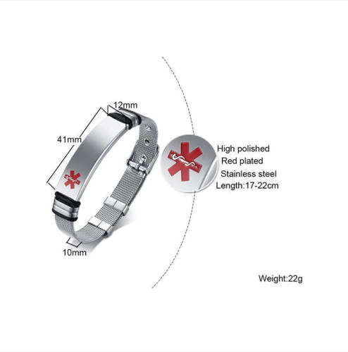 Wholesale Stainless Steel Engravable Medical Mesh Bracelet