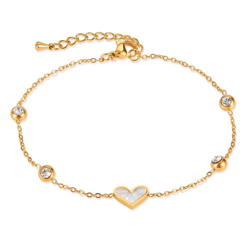 Wholesale Stainless Steel Heart Zirconia Bracelet