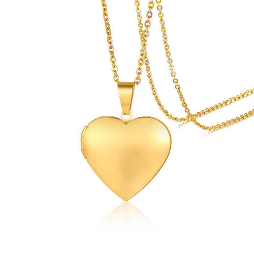 Wholesale Stainless Steel Engravable Heart Photo Locket Necklace