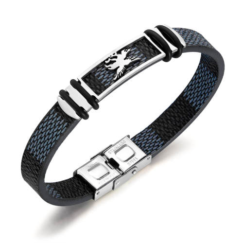 Wholesale Stainless Steel Men's Leather Bracelet with Eagle