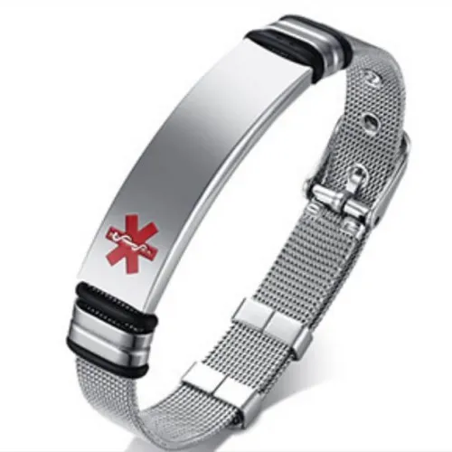 Wholesale Stainless Steel Engravable Medical Mesh Bracelet