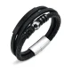 Wholesale Stainless Steel Football Leather Triple Bracelet