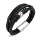 Wholesale Stainless Steel Baseball Leather Triple Bracelet