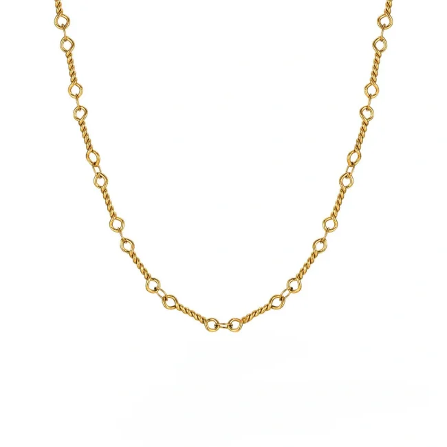 Wholesale Stainless Steel Gold Twisted Bracelet and Necklace Set