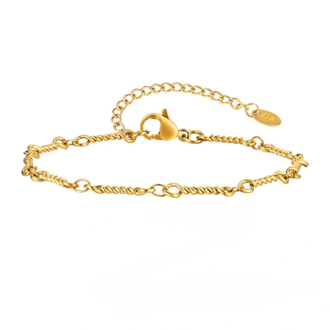 Wholesale Stainless Steel Gold Twisted Bracelet and Necklace Set