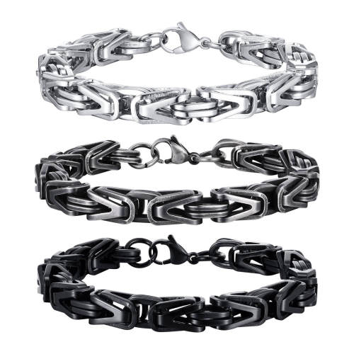 Wholesale Stainless Steel V-Shaped Byzantine Chain Bracelets