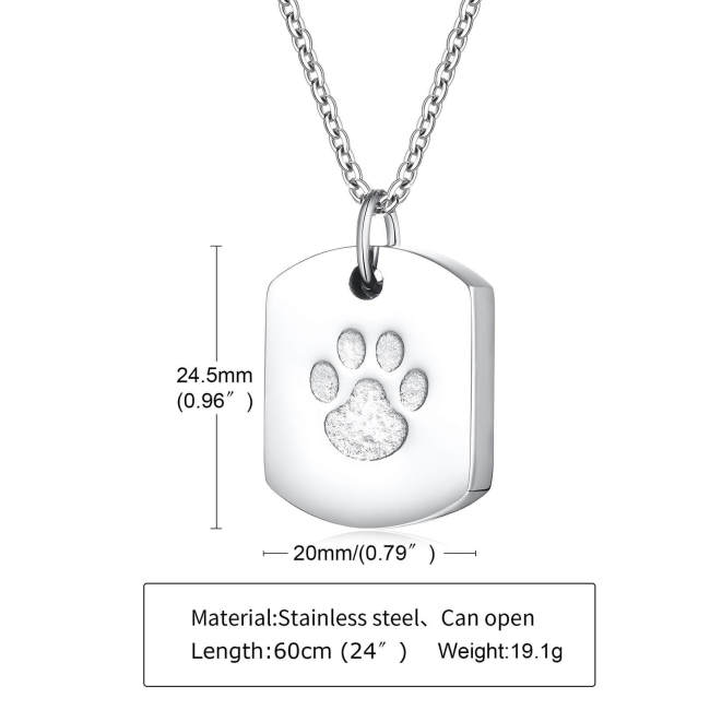 Wholesale Stainless Steel Dog Paw Urn Pendant