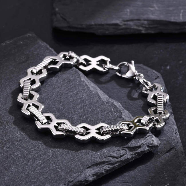 Wholesale Stainless Steel Hip Hop Geometric Bracelet