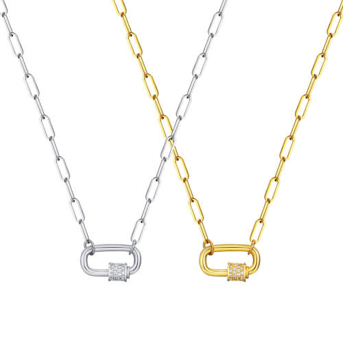 Wholesale Stainless Steel Fashion Geometric Paperclip Necklace