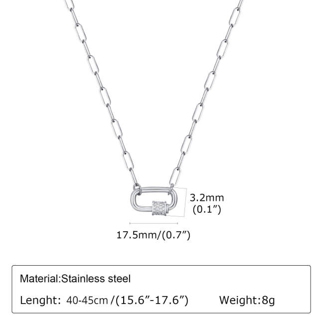 Wholesale Stainless Steel Fashion Geometric Paperclip Necklace