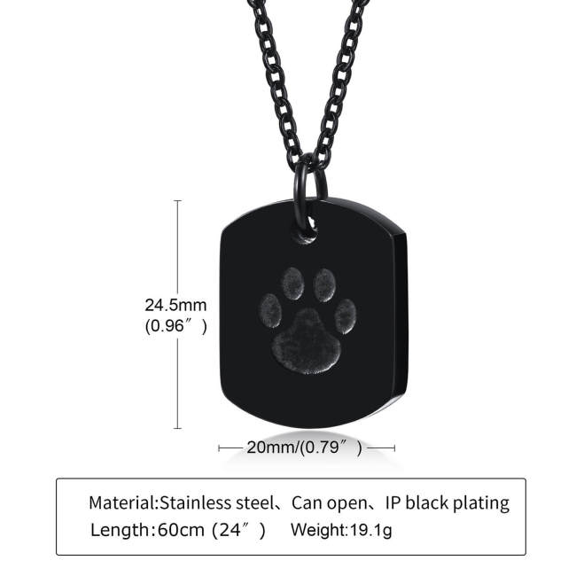 Wholesale Stainless Steel Dog Paw Urn Pendant