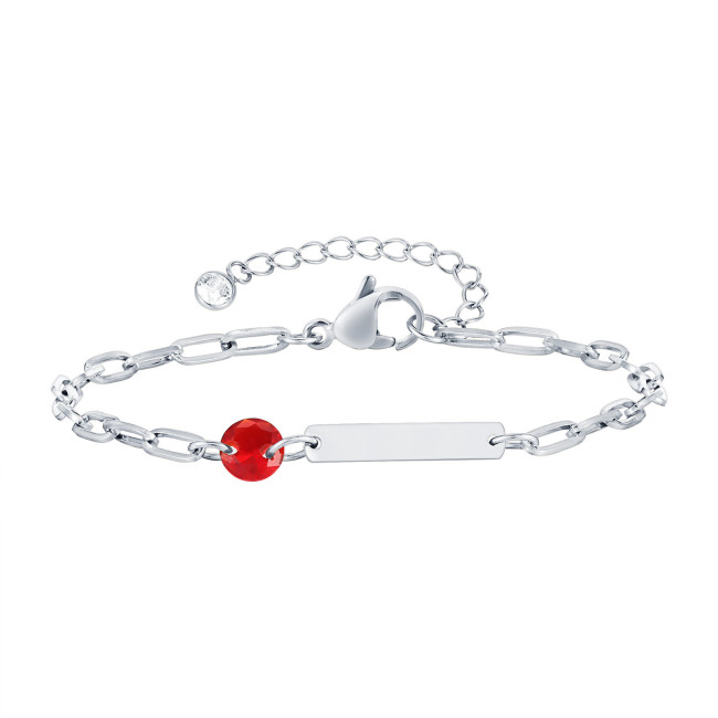 Wholesale Stainless Steel Engravable Birthstone Paperclip Bracelet