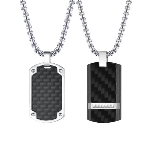 Wholesale Stainless Stee Carbon Fiber Dog Tag Pendant