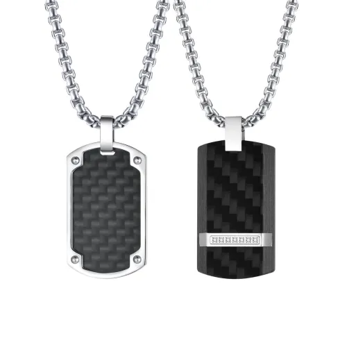Wholesale Stainless Stee Carbon Fiber Dog Tag Pendant